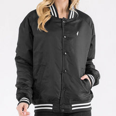 Satin Baseball Striped Jacket