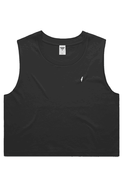 Israel black and white sleeveless crop top