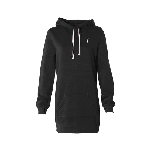 Black hoodie dress on a white background