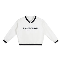 V-neck Collared Sweatshirt