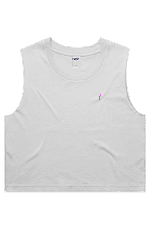 White and pink israel sleeveless crop top